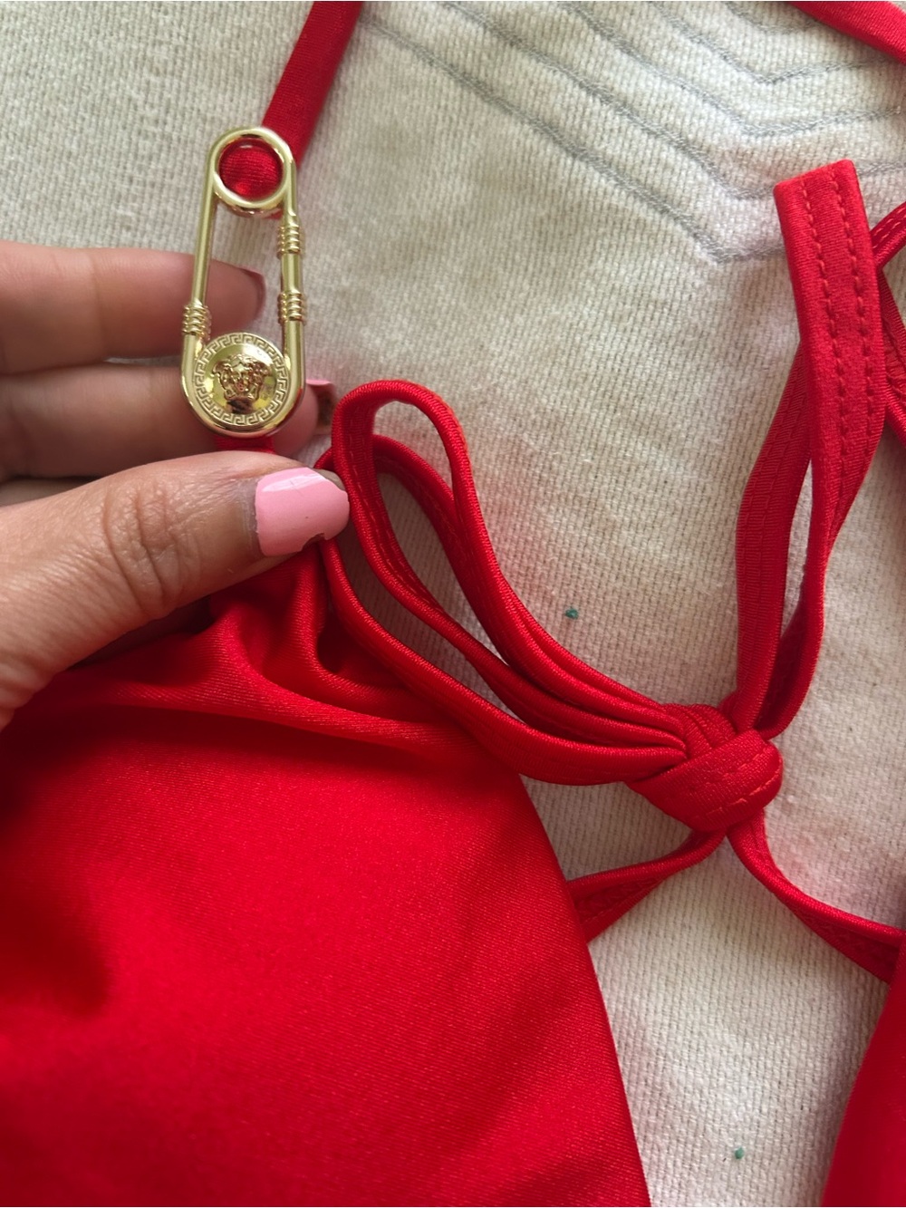 Versace Red and Black Women's Triangle Bikini NWT